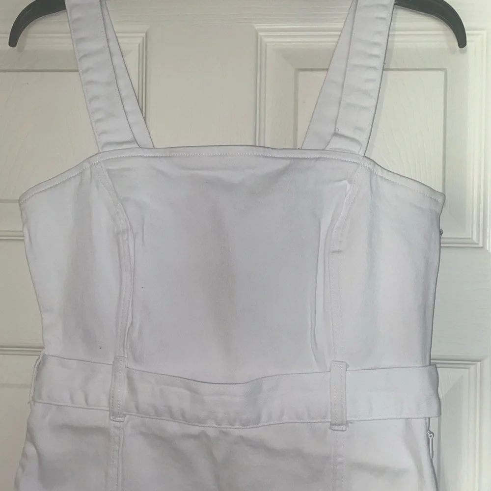 White Midi Denim Dress with Tortoise Accent by Shoe Dazzle EUC - Picture 10 of 12